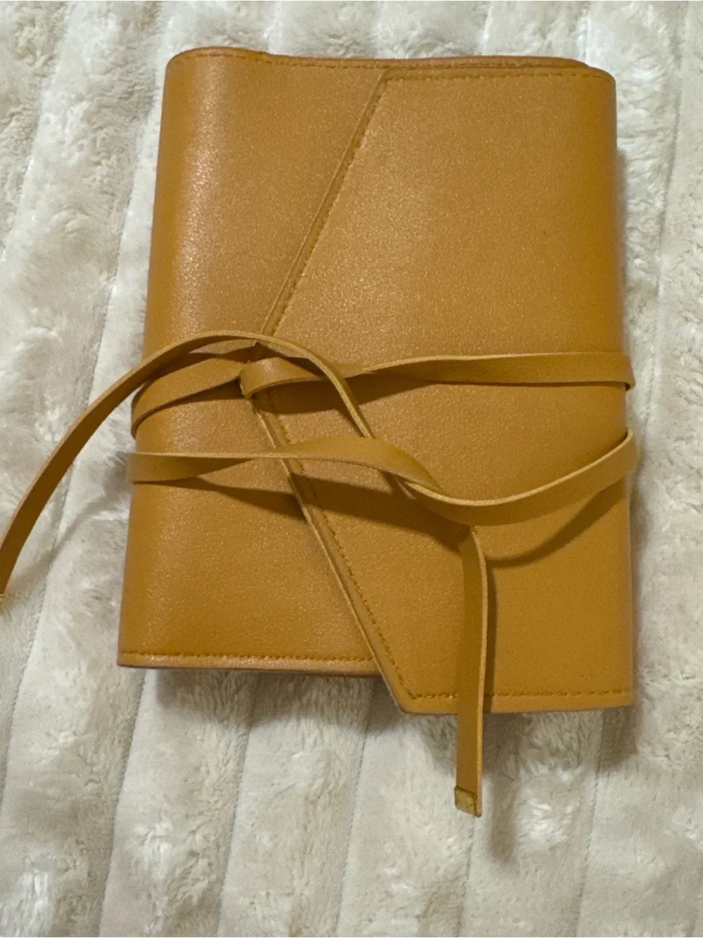Faux Leather Wrap-Tie Phone Case Organizer in Tan